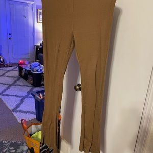 Ribbed High Waisted Flare Bottom Leggings